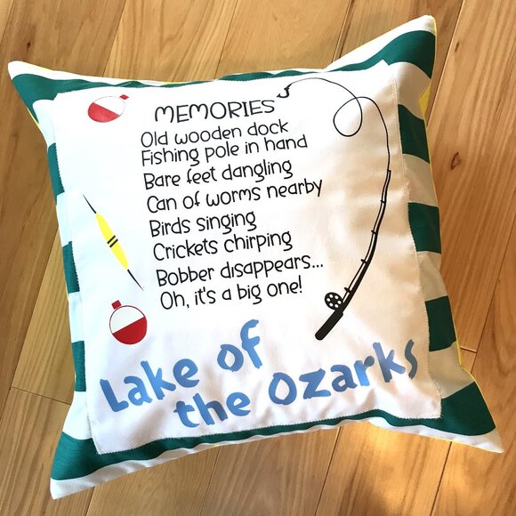 Lake House Pillow Cover, 18x18: Lake of Ozarks Boating Fishing Cabin Decor - Picture 5 of 8